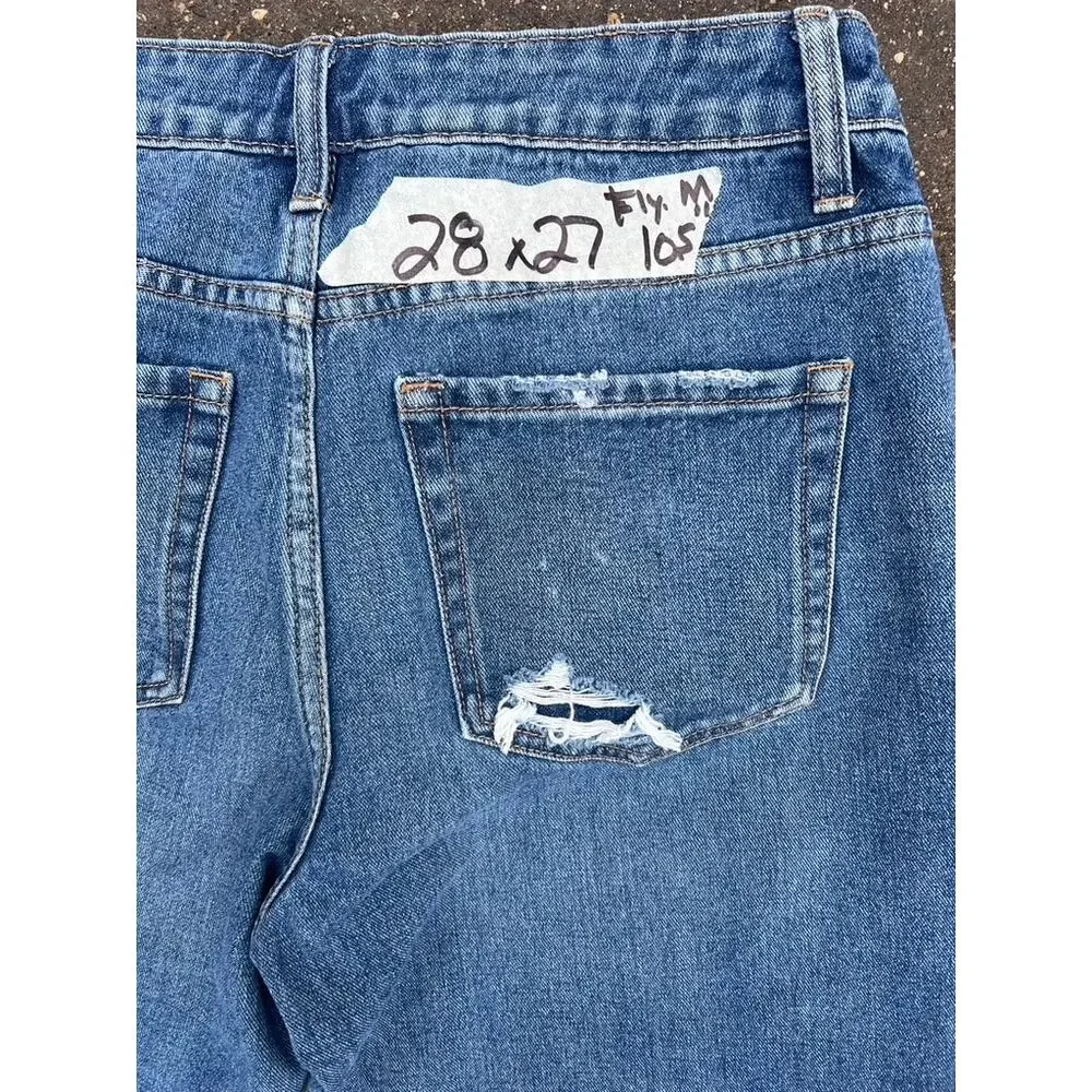 Flying Monkey high rise distressed frayed hems cropped jeans size 28x27 - Picture 5 of 5